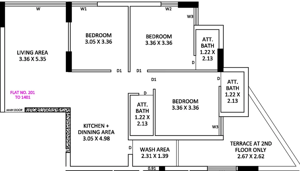3 BHK Flat in Vastu Nest in Mavdi, Rajkot - Image 926907