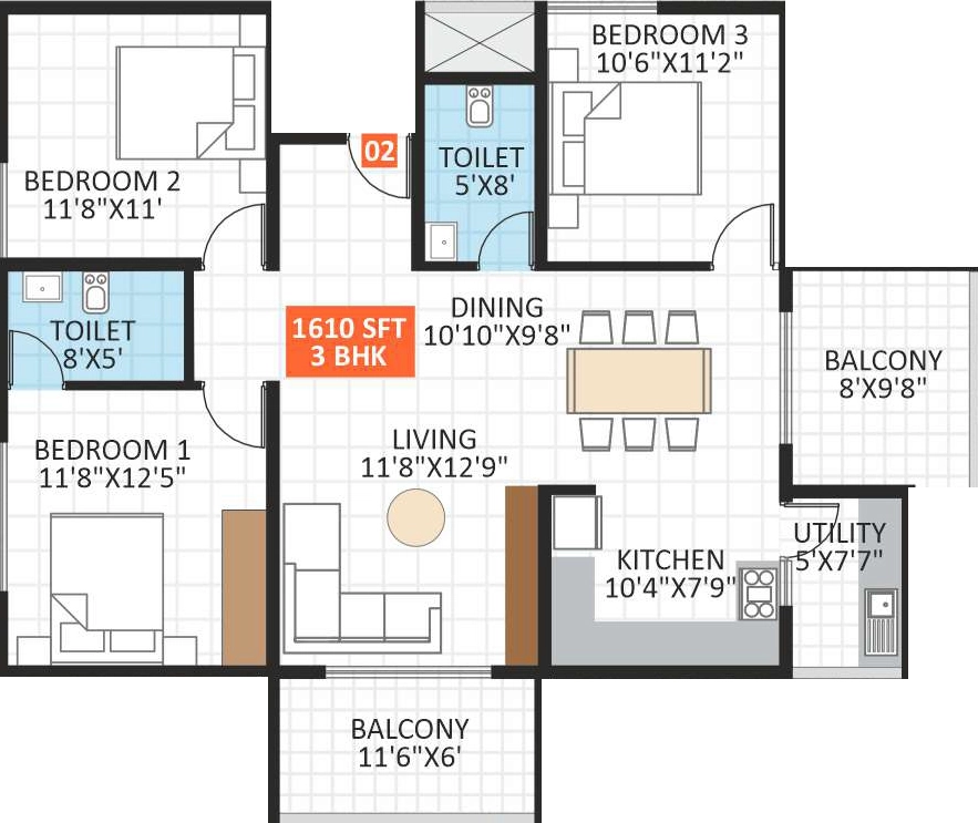 3 BHK Flat in JP Hibiscus in Hoskote, Bangalore - Image 926921