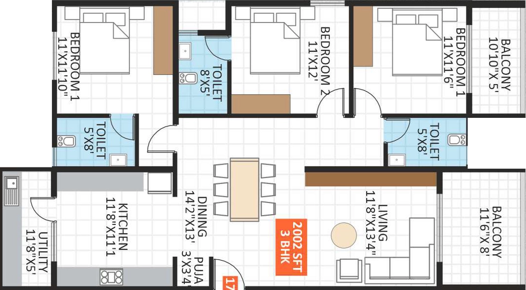 3 BHK Flat in JP Hibiscus in Hoskote, Bangalore - Image 926922