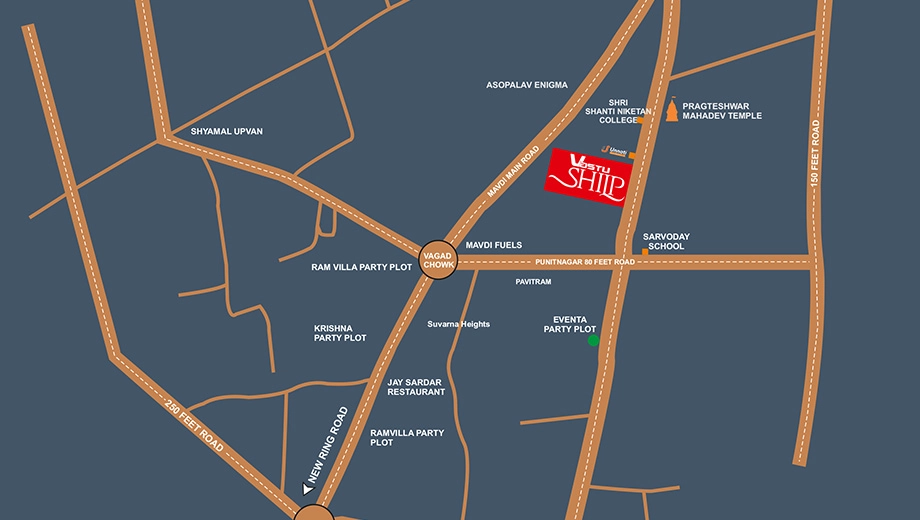 Location of Vastu Shilp in Mavdi, Rajkot - Image 424457