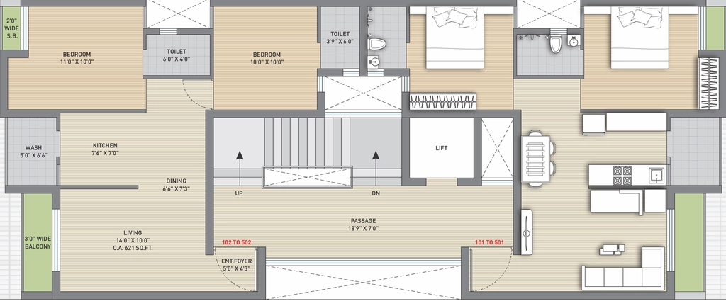 Floor Plan of Purvang Vyanktesh Pride A in Mavdi, Rajkot - Image 424509