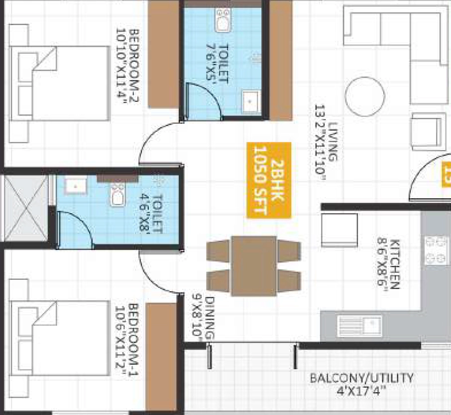 2 BHK Flat in JP Iris in Hoskote, Bangalore - Image 926936