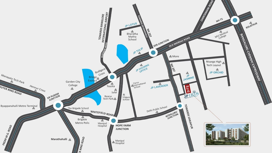 Location of JP Iris in Hoskote, Bangalore - Image 424531