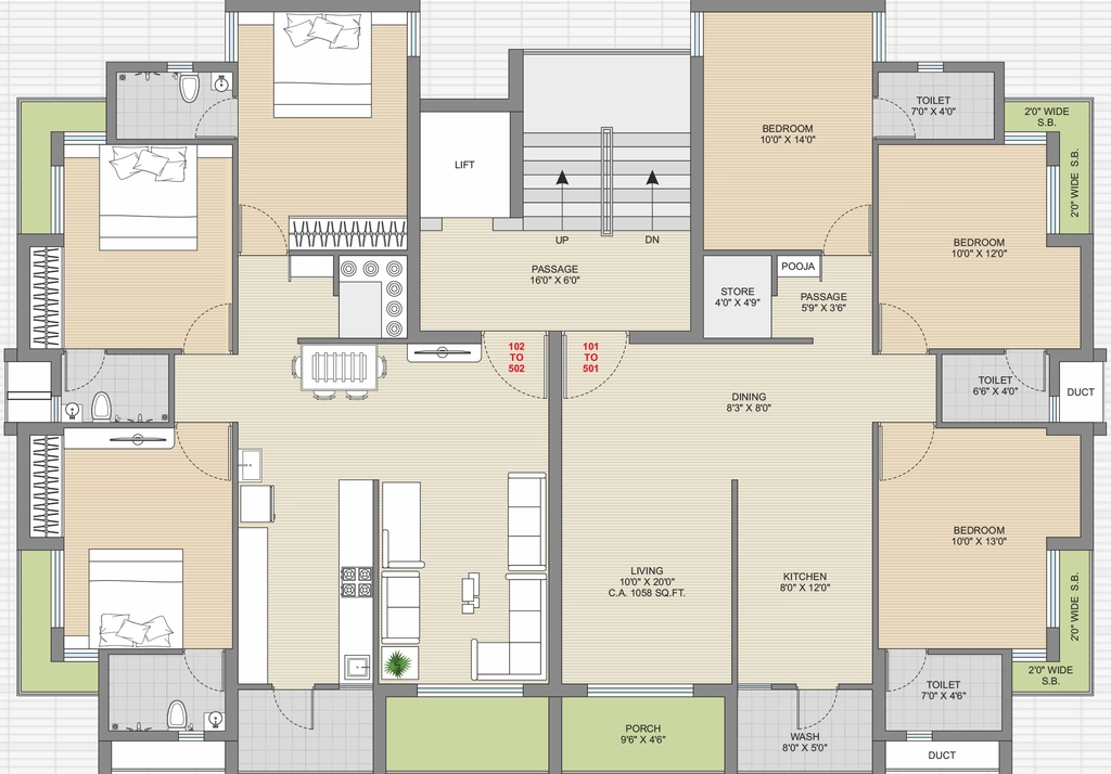 Floor Plan of Yash Vyanktesh Pride SKP in Mavdi, Rajkot - Image 424516