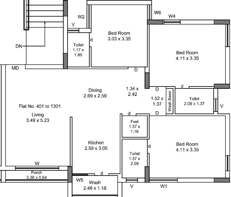 3 BHK Flat in Haridwar Habitat in Mota Mava, Rajkot - Image 926959