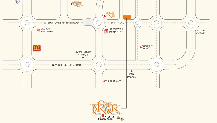 Location of Haridwar Habitat in Mota Mava, Rajkot - Image 424648
