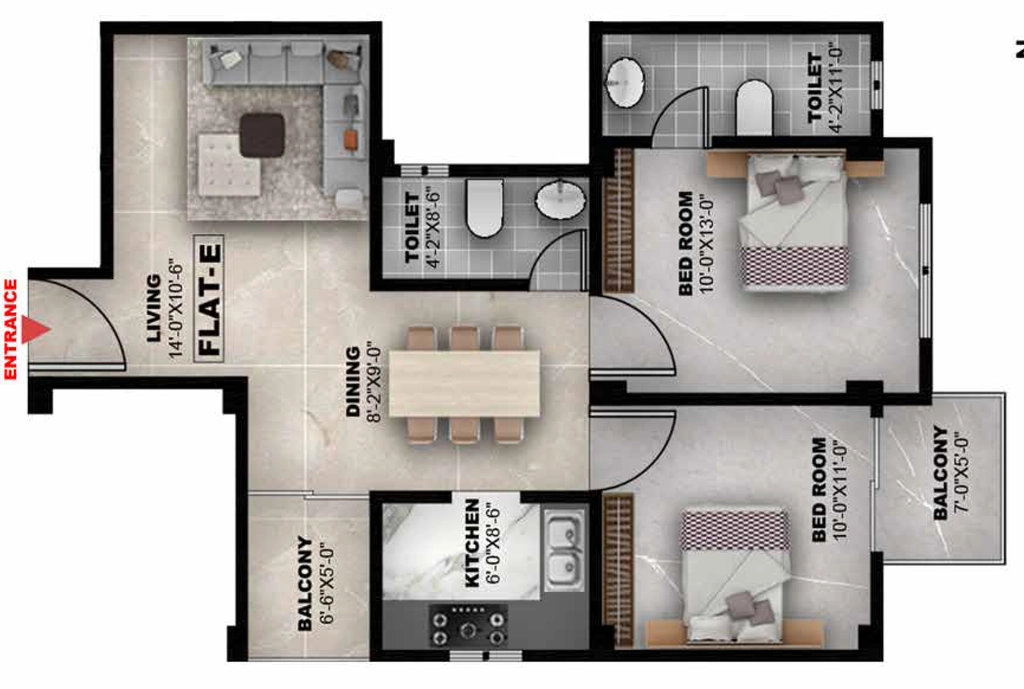 2 BHK Flat in Mayfair Avantika in Tetelia, Guwahati - Image 926974
