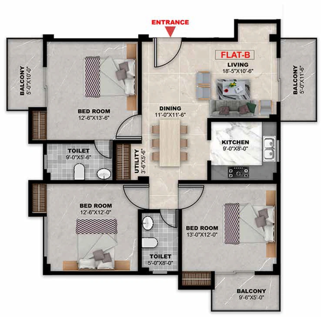 3 BHK Flat in Mayfair Avantika in Tetelia, Guwahati - Image 926976