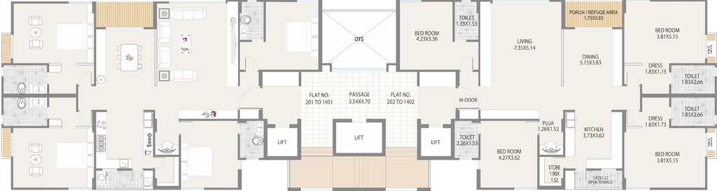 Floor Plan of Aastha Sanidhya Heaven in Mota Mava, Rajkot - Image 424706