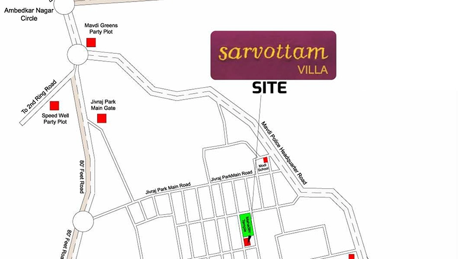 Location of Prakash Sarvottam Villa in Mota Mava, Rajkot - Image 424718