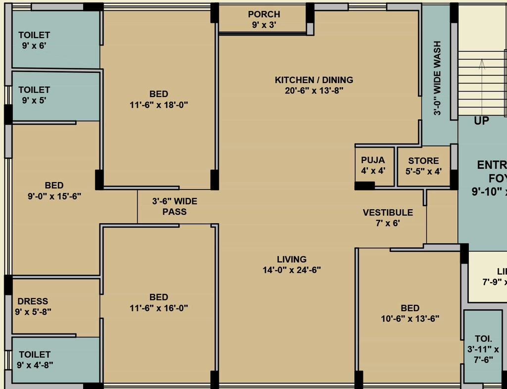 4 BHK Flat in Shreeji Chaitanya in Mota Mava, Rajkot - Image 927009
