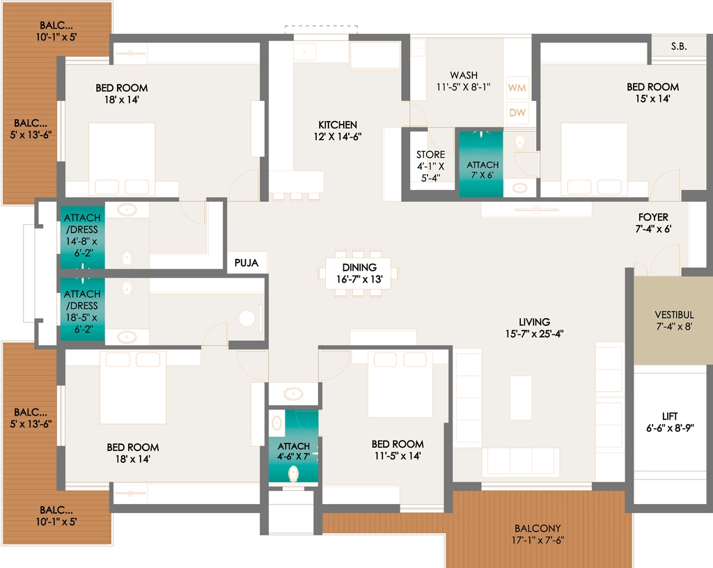4 BHK Flat in Sky Diamond in Mota Mava, Rajkot - Image 927035