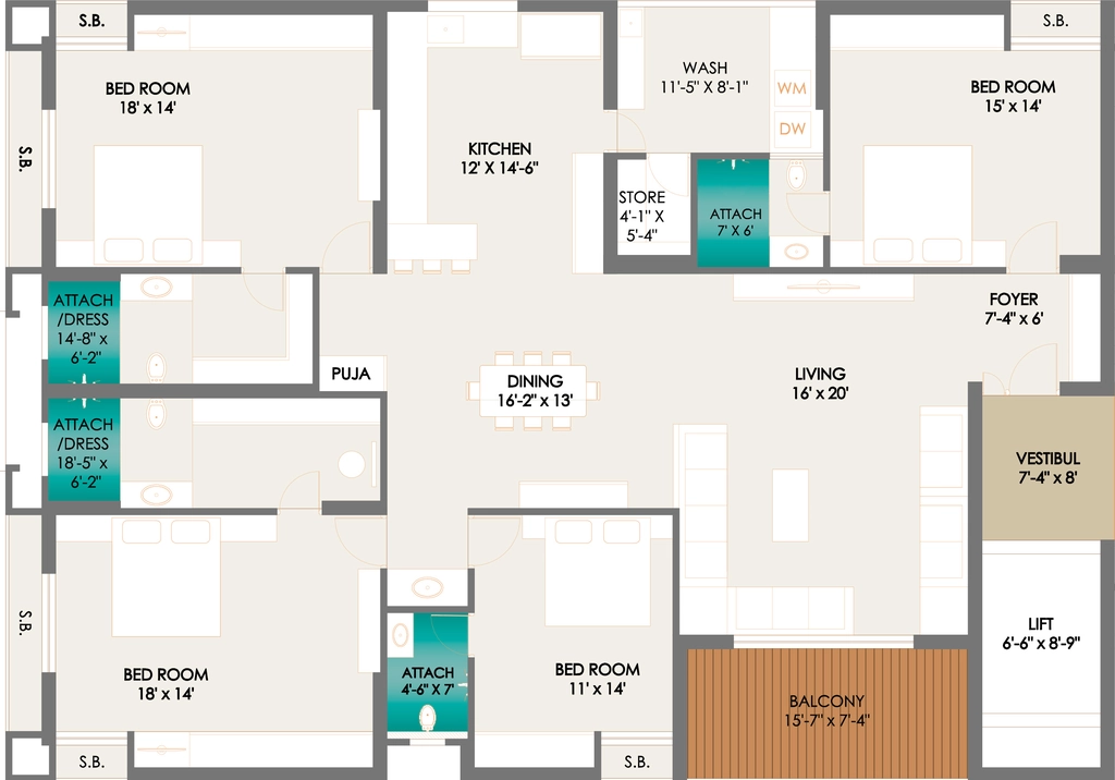4 BHK Flat in Sky Diamond in Mota Mava, Rajkot - Image 927036