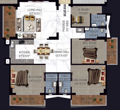 3 BHK Flat in Birendra Heights in Kumhrar, Patna - Image 927037