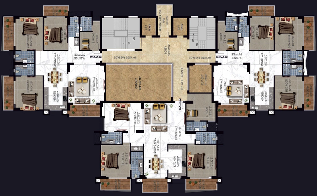 Floor Plan of Birendra Heights in Kumhrar, Patna - Image 424889
