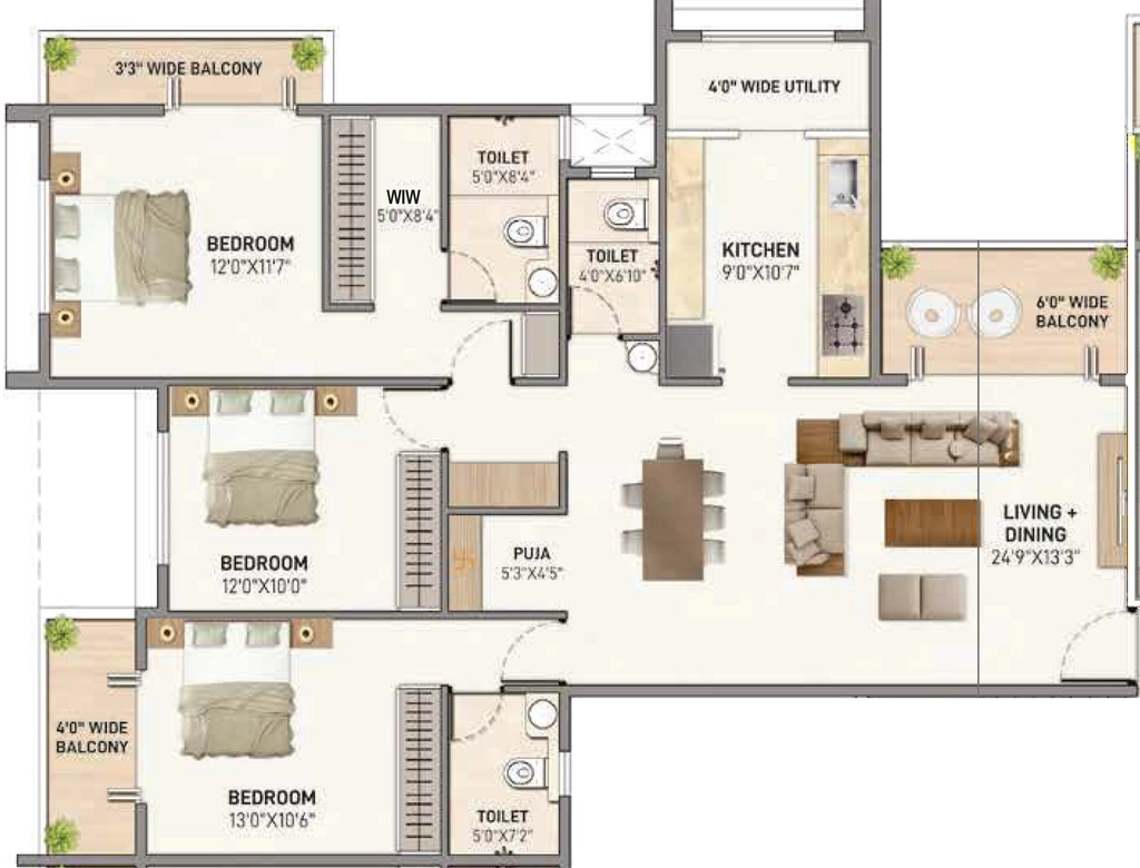 3 BHK Flat in Shiva Dima Apartments in null, Nashik - Image 927048