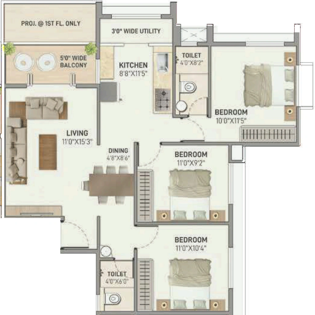 3 BHK Flat in Shiva Dima Apartments in null, Nashik - Image 927047