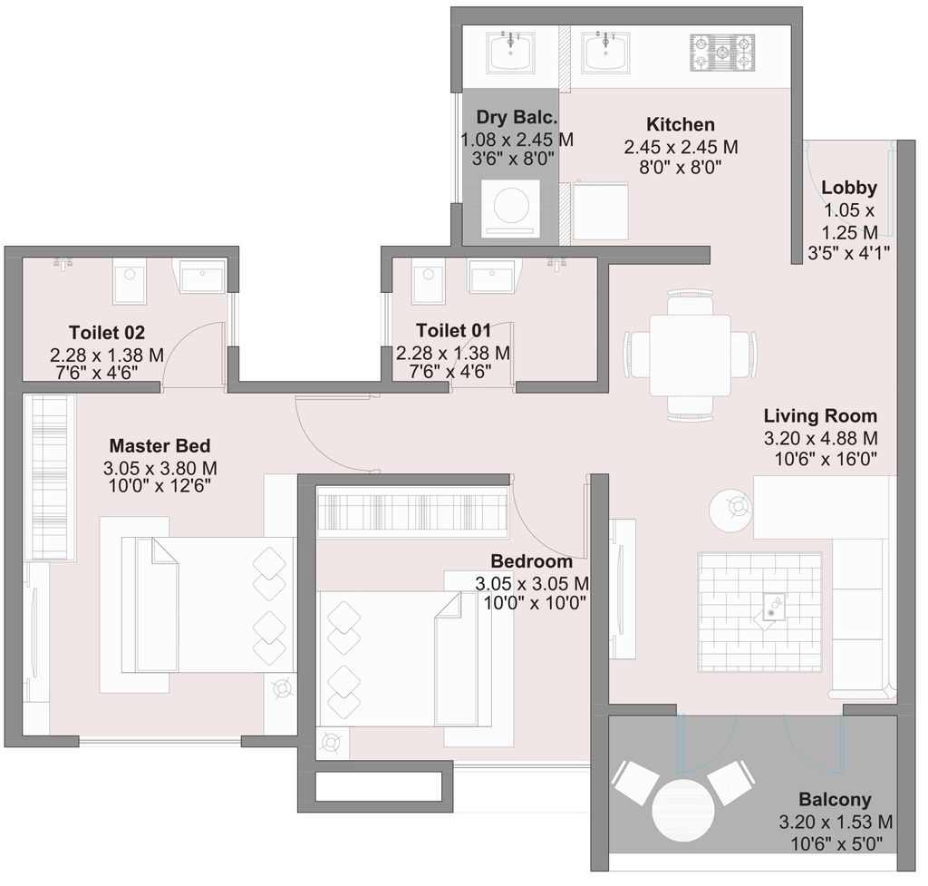 2 BHK Flat in Kohinoor Kaleido Phase 2 in Kharadi, Pune - Image 927072