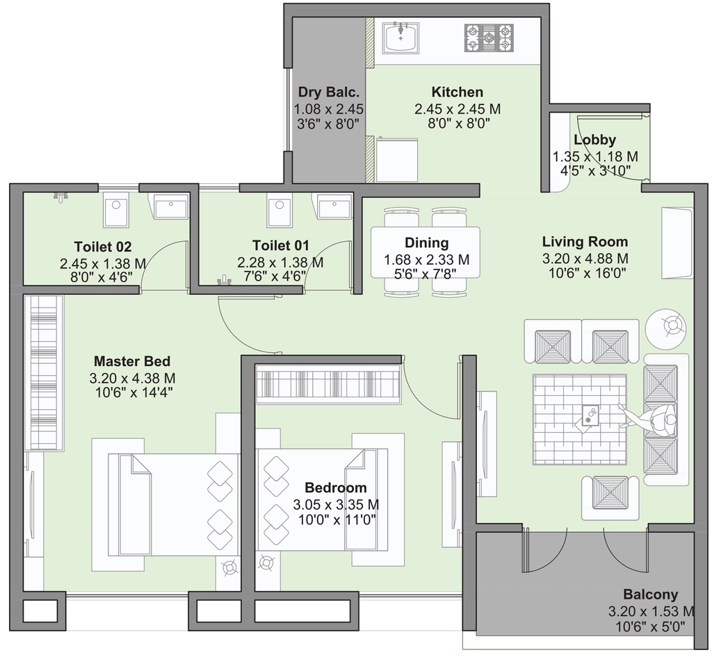 2 BHK Flat in Kohinoor Kaleido Phase 2 in Kharadi, Pune - Image 927073
