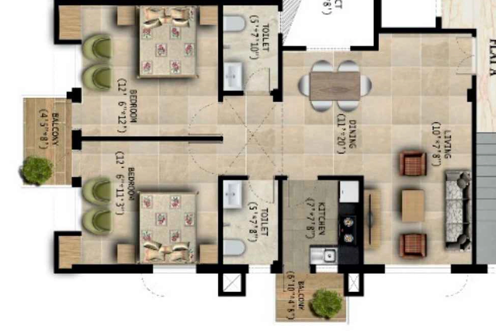 2 BHK Flat in Shine Santi Greeno in Tetelia, Guwahati - Image 927076