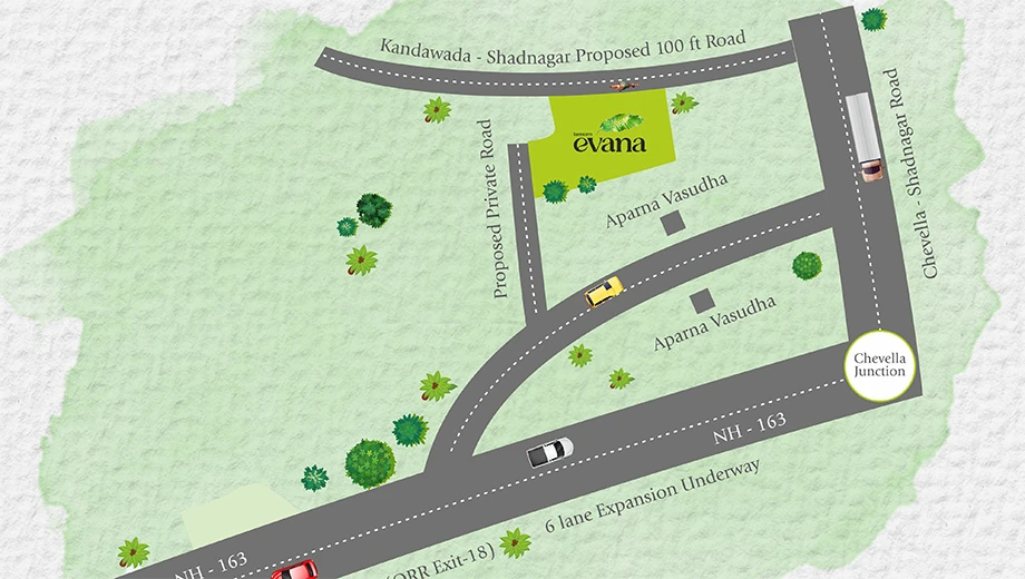 Location of Lansum Evana in Chevella, Hyderabad - Image 425018