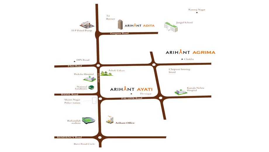 Location of Arihant Adita Phase 3 in Gangana, Jodhpur - Image 425038