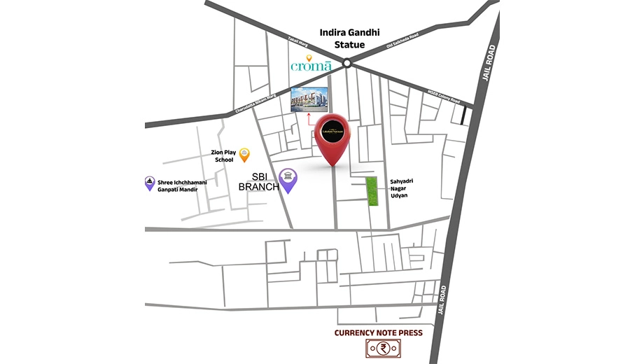 Location of Madhoor Laxmi Narayan Villa in Jail Road, Nashik - Image 425033