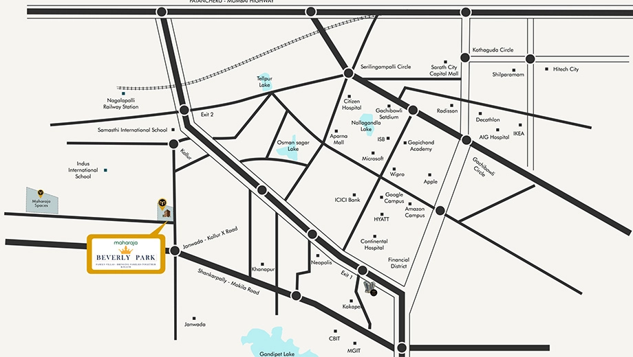 Location of Maharaja Beverly Park in Kollur, Hyderabad - Image 425055