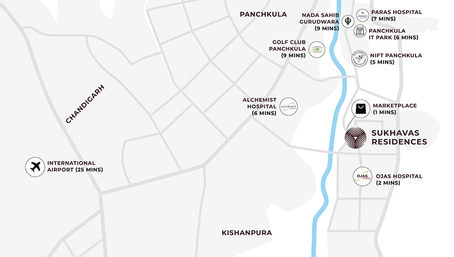 Location of Sukhavas The Residences in Panchkula, Chandigarh - Image 425084