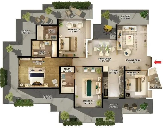 4 BHK Flat in Titan Iconic in Panchkula, Chandigarh - Image 927109