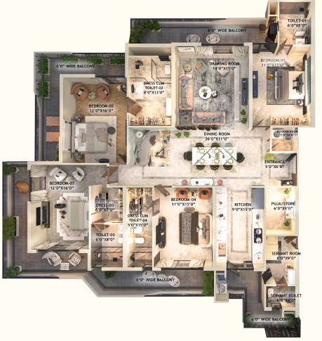 4 BHK Flat in Chawla The Elysium in Panchkula, Chandigarh - Image 927117