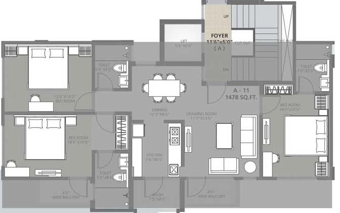 3 BHK Flat in Mannant Mannat in Bhadu Market, Jodhpur - Image 927125