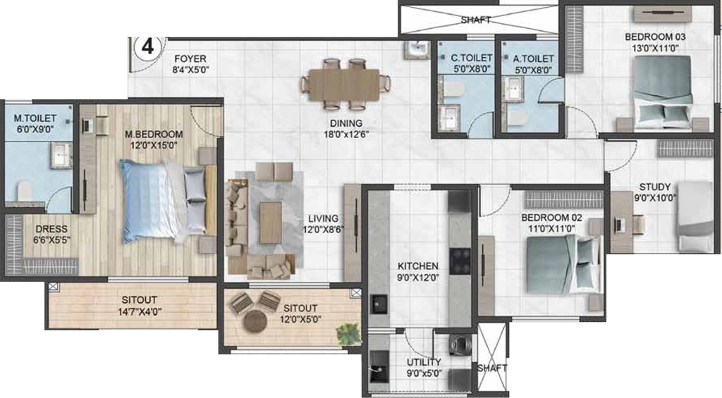 4 BHK Flat in Sumadhura Solea in Thanisandra, Bangalore - Image 927166