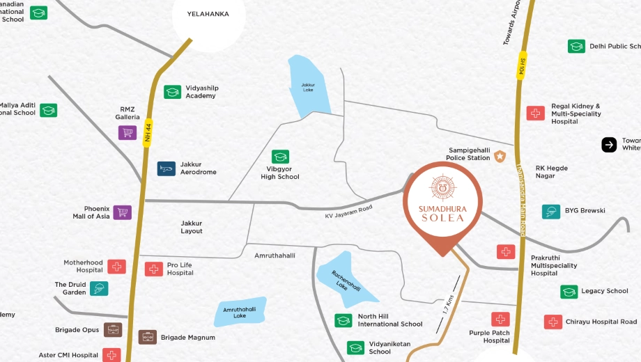 Location of Sumadhura Solea in Thanisandra, Bangalore - Image 425306