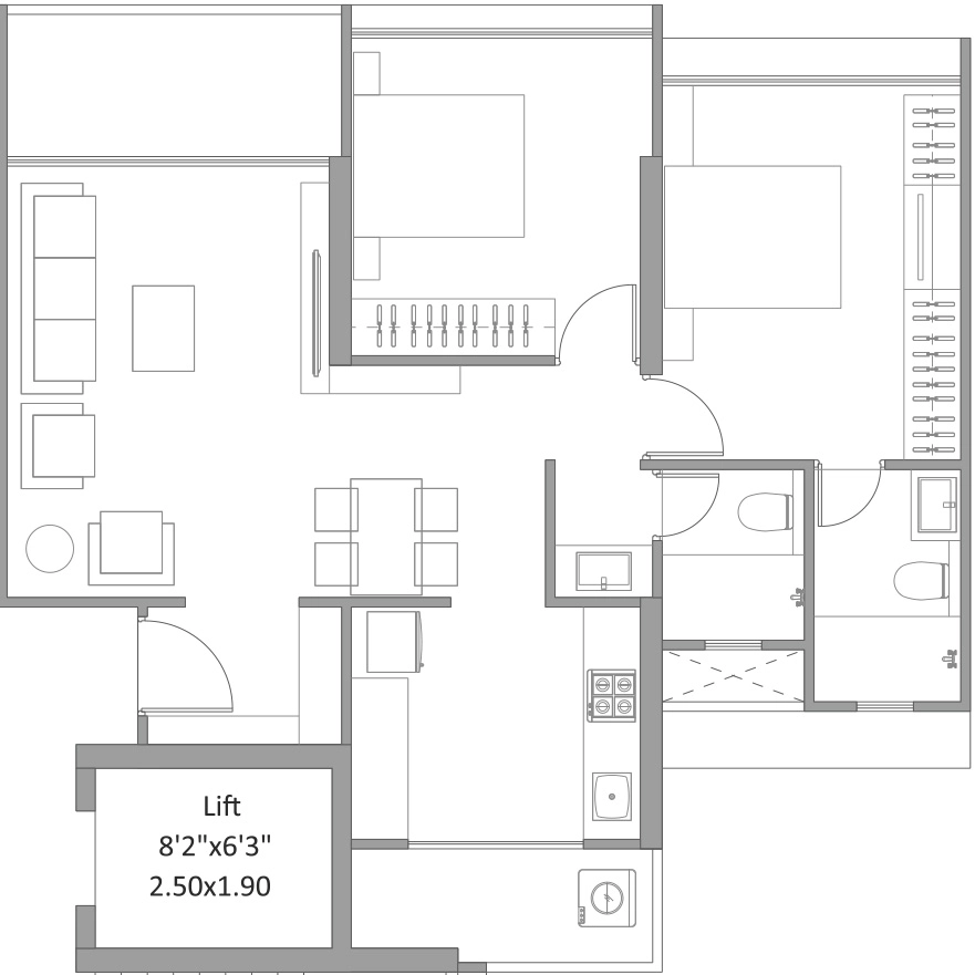 2 BHK Flat in Mantra Magnus Tower G in Mundhwa, Pune - Image 927186