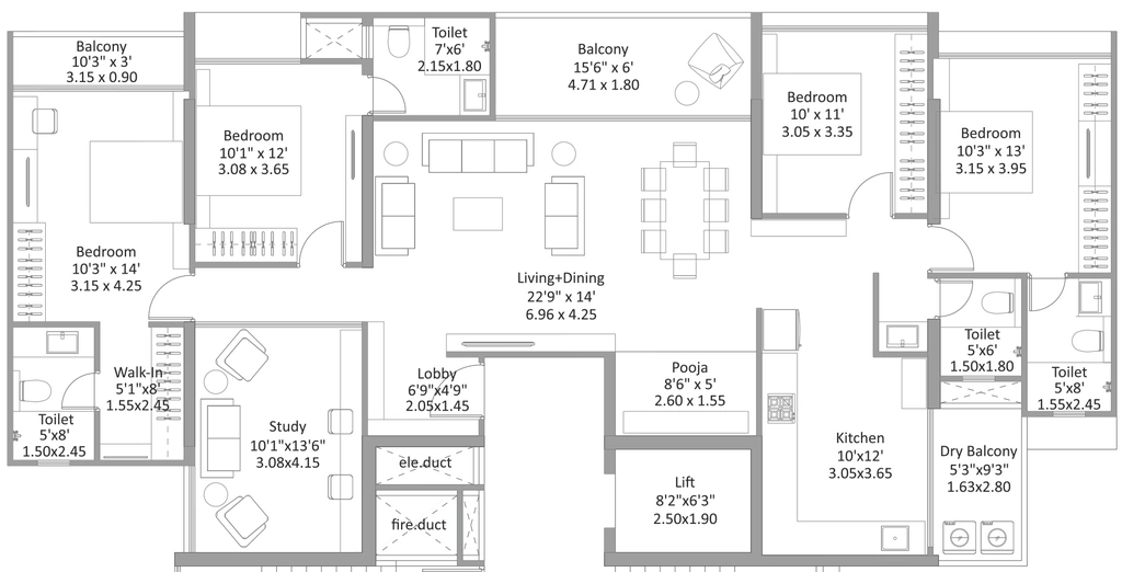 4 BHK Flat in Mantra Magnus Tower G in Mundhwa, Pune - Image 927190