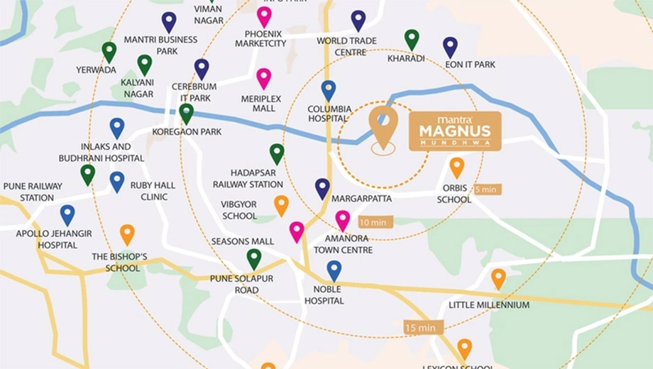 Location of Mantra Magnus Tower G in Mundhwa, Pune - Image 425357