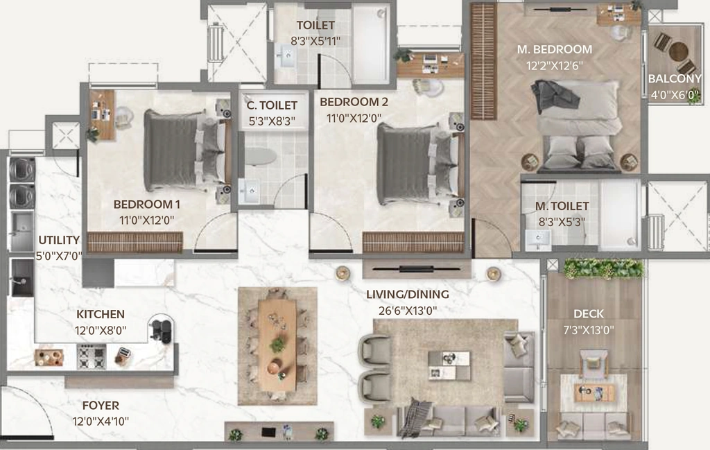 3 BHK Flat in Disha Symphony Heights in Hennur Road, Bangalore - Image 927191