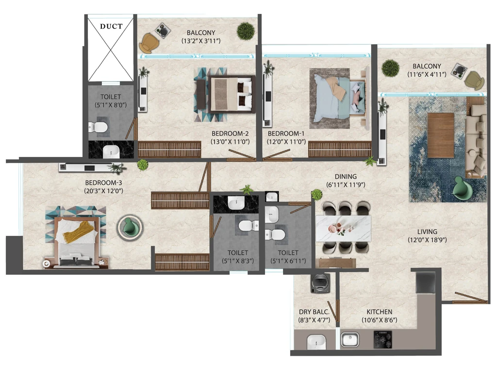 3 BHK Flat in Osian Almanova Tower B in Mundhwa, Pune - Image 927196