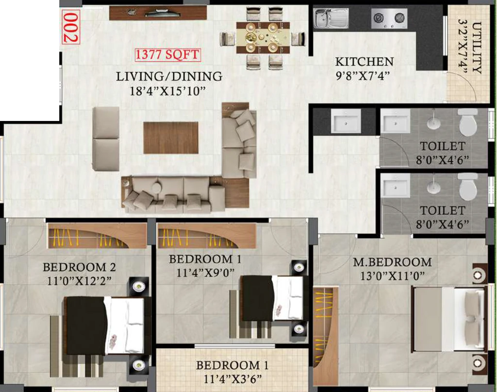 3 BHK Flat in AM Shahs Enclave in Bommanahalli, Bangalore - Image 927205