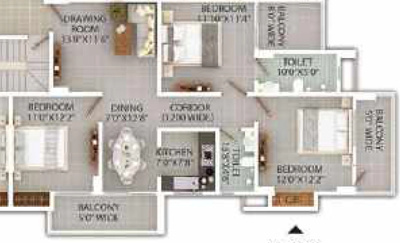 3 BHK Flat in Achyut SRKM Altair in Lokhra, Guwahati - Image 927255