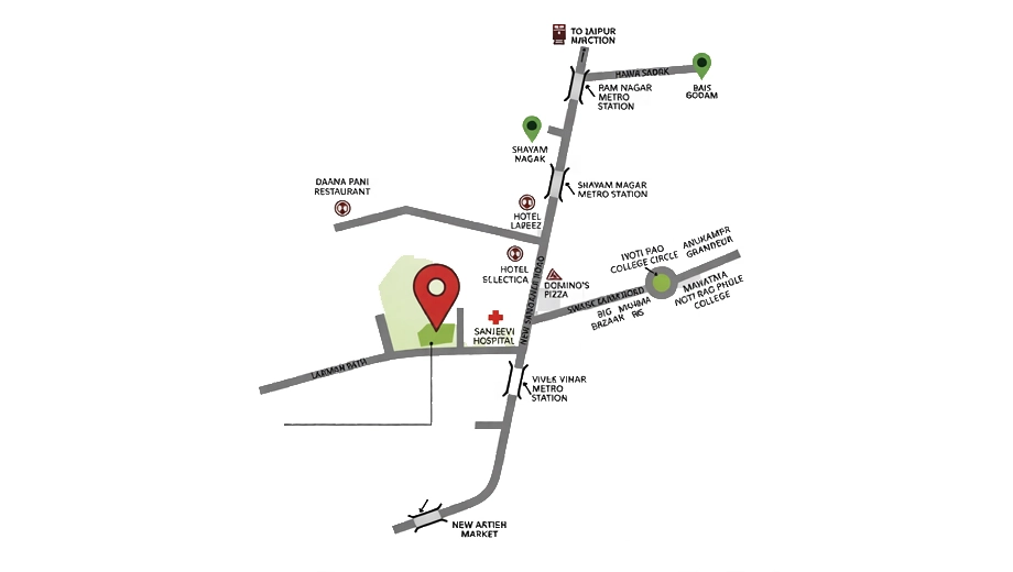 Location of Baba Nanak Pushpa Pinnacle in Shyam Nagar, Jaipur - Image 425474
