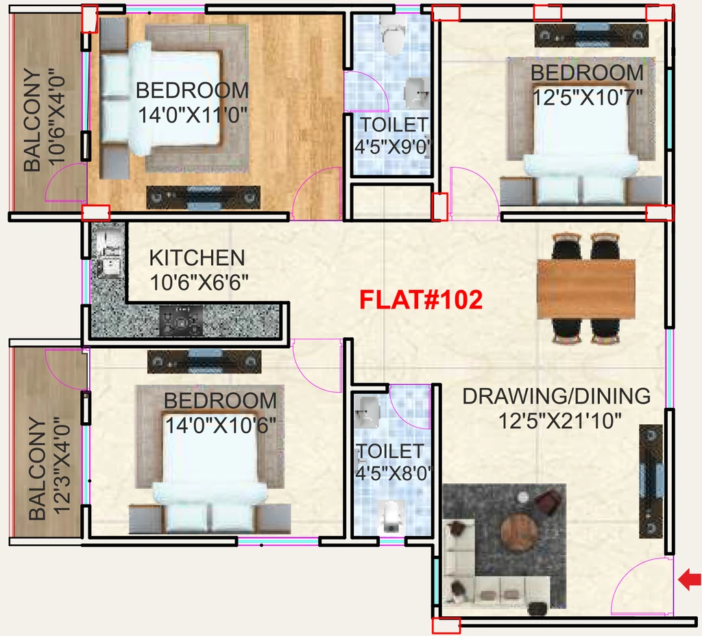 3 BHK Flat in Shri The Platinum Residency in Danapur, Patna - Image 927264