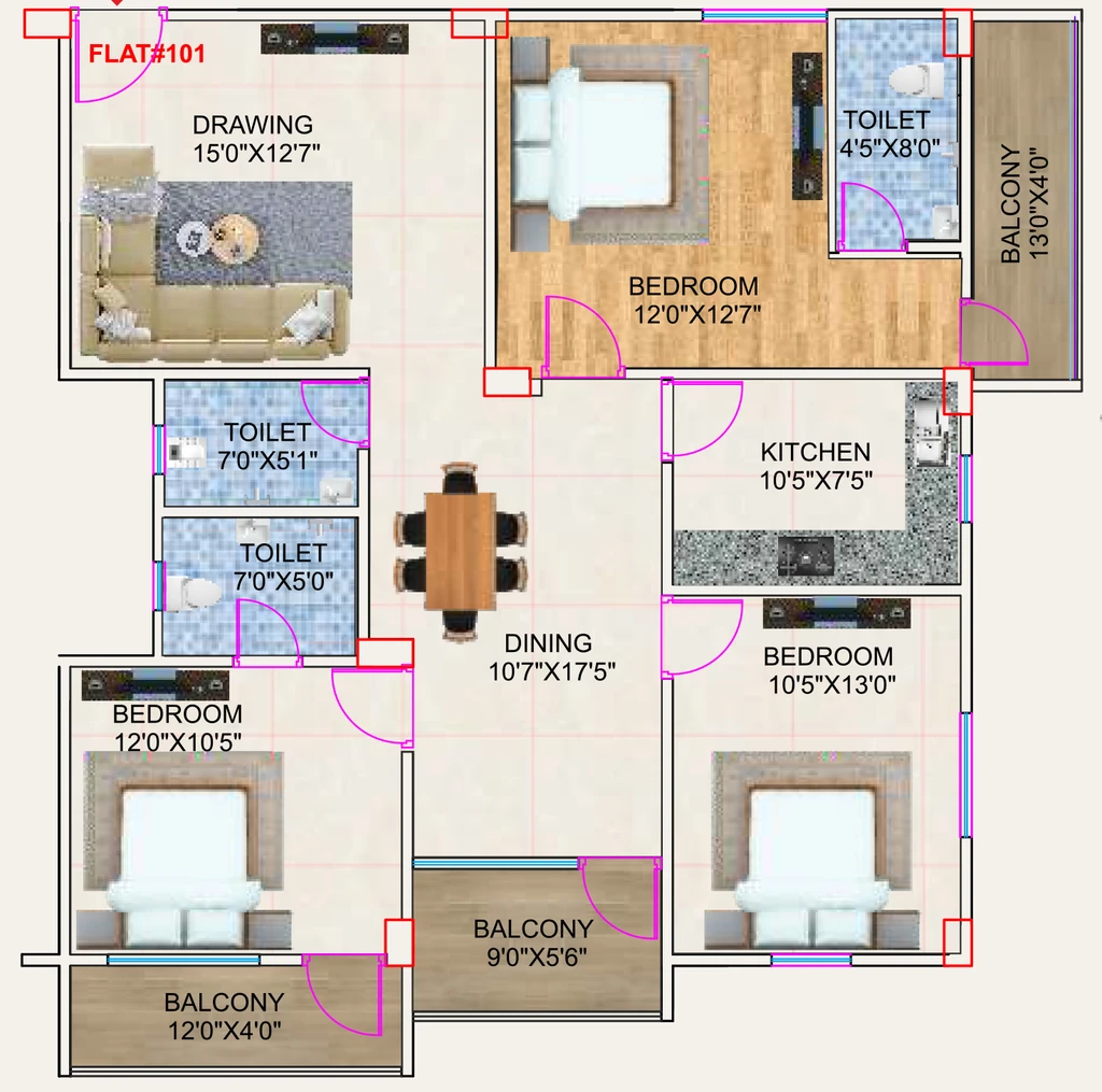 3 BHK Flat in Shri The Platinum Residency in Danapur, Patna - Image 927265