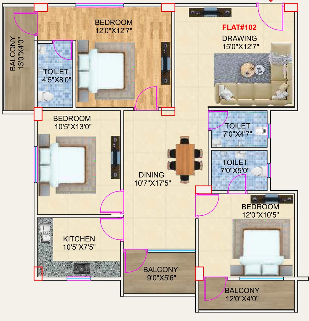 3 BHK Flat in Shri The Platinum Residency in Danapur, Patna - Image 927266