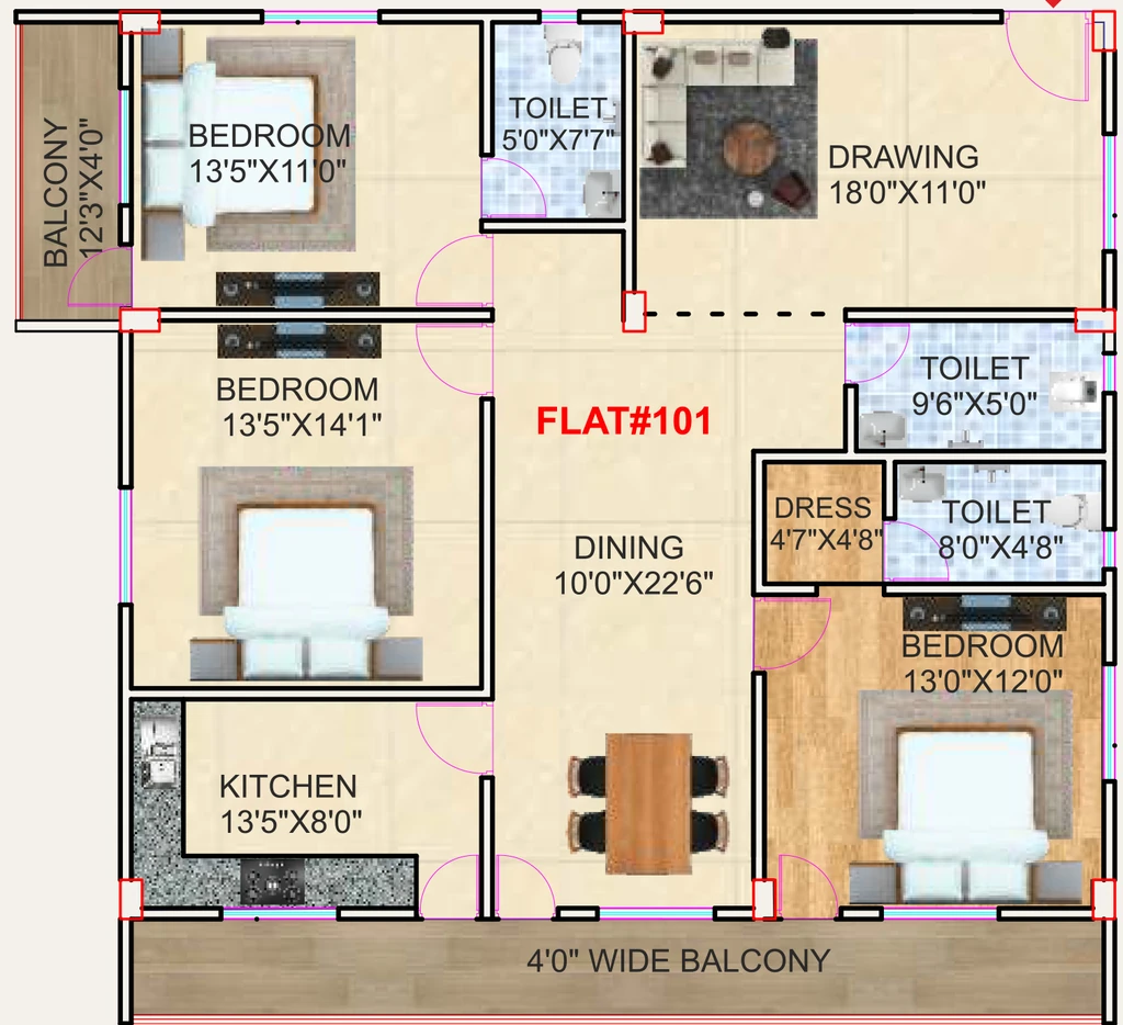 3 BHK Flat in Shri The Platinum Residency in Danapur, Patna - Image 927267