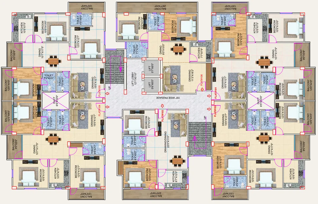 Floor Plan of Shri The Platinum Residency in Danapur, Patna - Image 425484