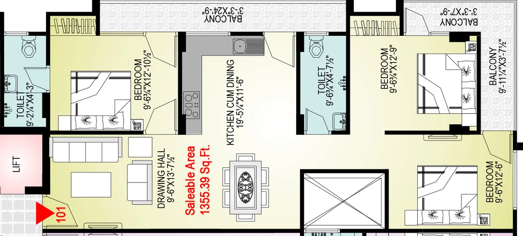 3 BHK Flat in Jaipur Raghav Dreams in Jagatpura, Jaipur - Image 927283