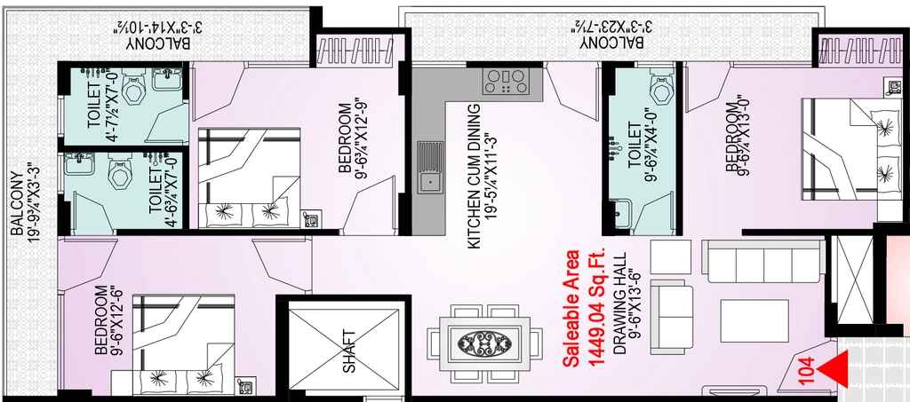 3 BHK Flat in Jaipur Raghav Dreams in Jagatpura, Jaipur - Image 927284
