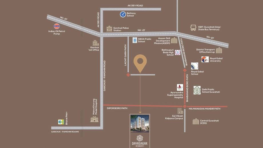 Location of Dayasagar Residency in Garchuk, Guwahati - Image 425564